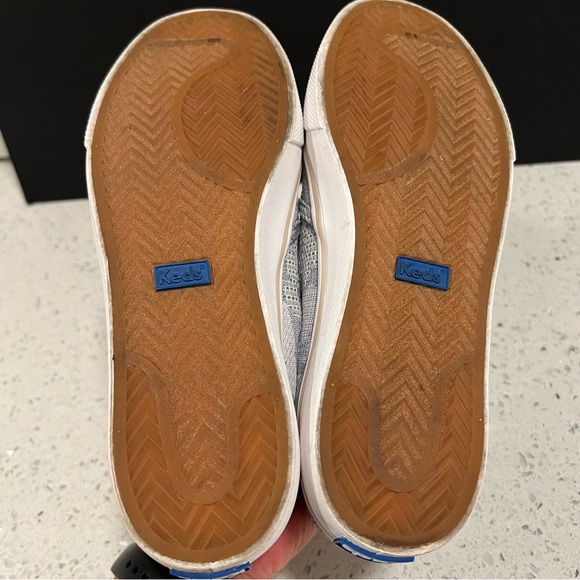 KEDS Jump Kick Slip On Leo Chambray Sneakers Blue White Leopard Clouds Sz 6.5 - Picture 6 of 7